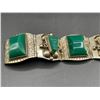Image 2 : Taxco Mexican 925 silver & carved green onyx Aztec Warrior panel Bracelet, 7", 70.1 gr