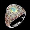 Image 2 : Crystal Opal and Sapphire Ring in 925 Gold Plated Sterling Silver - Size 6.5 - Appraised Replacement