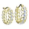 Image 1 : Natural 0.25 White Diamond Hoop earrings 14k Yellow Gold Plated 1in 925 Sterling Silver - Appraised 
