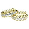 Image 2 : Natural 0.25 White Diamond Hoop earrings 14k Yellow Gold Plated 1in 925 Sterling Silver - Appraised 