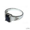 Image 1 : Natural Blue Sapphire Ring 10k White Gold Plated in 925 Sterling Silver - Size 7
