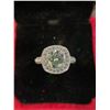 Image 1 : 1.85 CT ROUND CUT MOISSANITE SET IN CENTER OF STAMPED PLATED  SILVER RING WITH 54 ROUND CUT CUBIC ZI