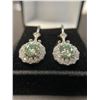 Image 2 : 2.14 CT TW ROUND CUT BLUE MOISSANITE SET IN CENTER OF STAMPED PLATED SILVER EARRINGS WITH 26 ROUND C