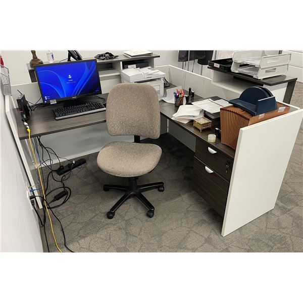 2pc office furniture lot - includes contemporary 6ft W reception L shaped desk & armchair