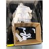Image 2 : Group of 3 industrial rolling carts full of assorted restaurant clothing - aprons/ chef jackets/ uns