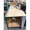 Image 2 : Approx. 12 1/2ft long industrial work table w/ metal base - approx. 37in depth x 37in height