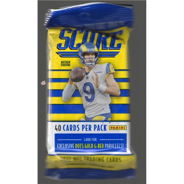 2022 Score Football Value Hanger Fat Pack: Brock Purdy ROOKIE CARD. 40 Cards per pack.