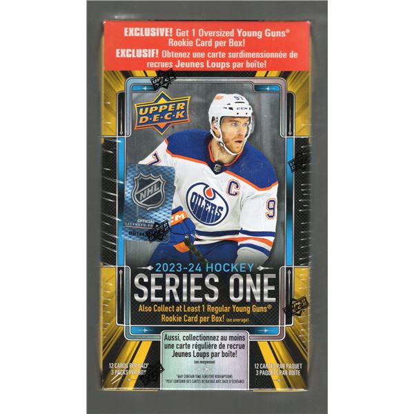 2023-24 Upper Deck Series 1 Hockey Blaster Box. 1 Oversized Rookie Young Guns per box