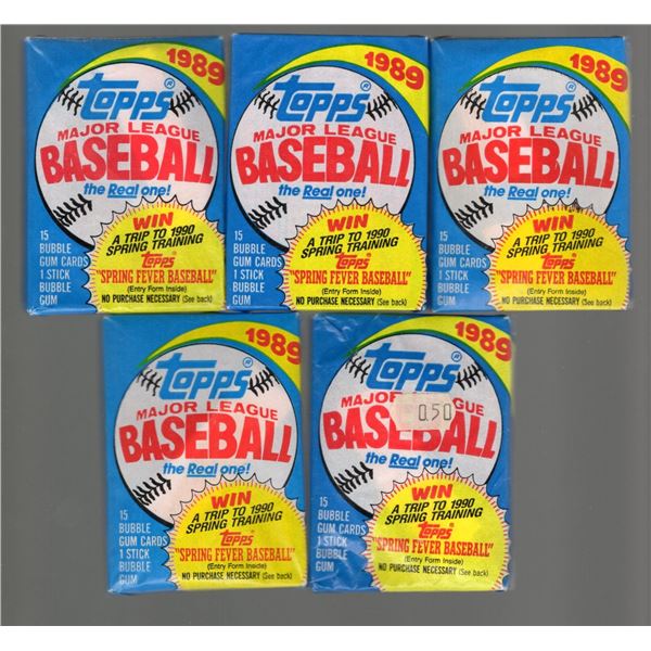 1989 Topps Baseball Retail Box Packs. 15 Cards per pack = 75 Cards in this Lot.