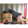 Image 2 : Black 4-Tier Shelf & Contents: Hardware, Cleaning Supplies, Jack, Flashlight, etc