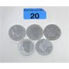 Image 1 : 5 x 1 Oz .9999 Silver 2012 Maple Leaf Coins 