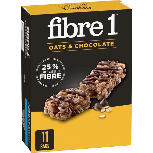 NEW 385G BOX OF FIBRE 1 CHEWY BARS - OATS &