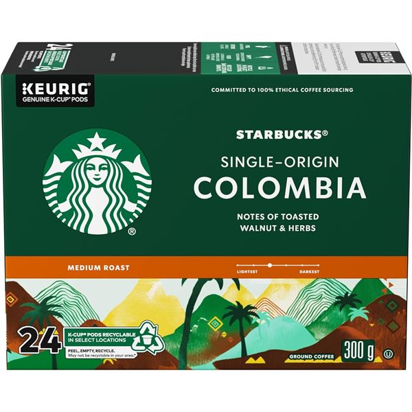 NEW BOX OF 24 STARBUCKS SINGLE ORIGIN COLUMBIA