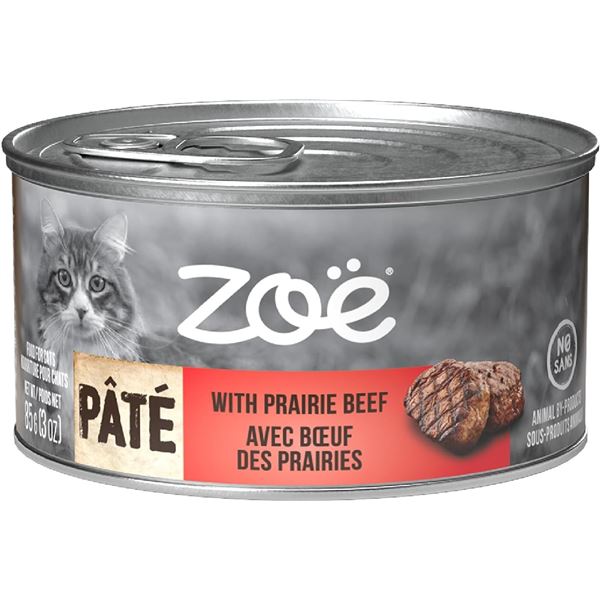 NEW 2 X 85G ZOE WET CAT FOOD PATE PRAIRIE BEEF
