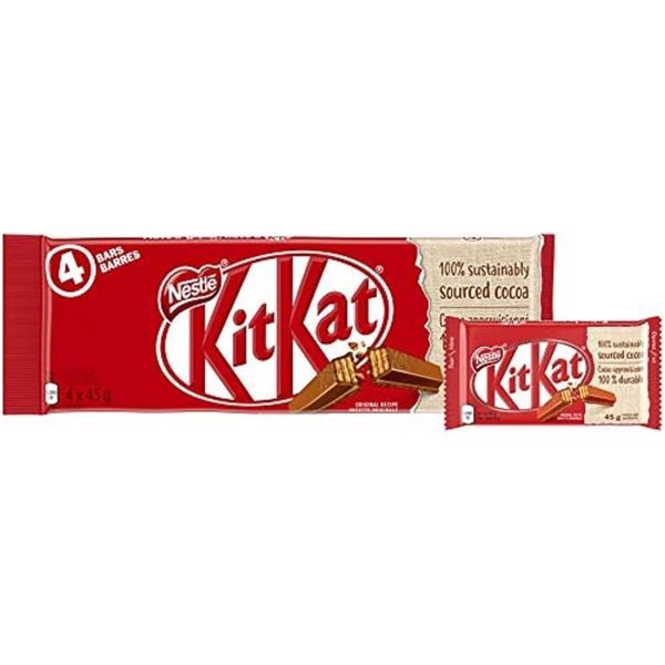 NEW 2 PACKS OF 4 FULL SIZE KIT KAT CHOCOLATE BARS