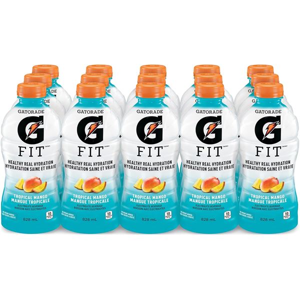 NEW 15 PACK OF GATORADE FIT TROPICAL MANGO 828ML
