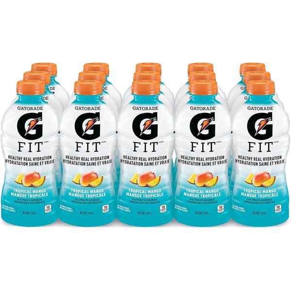 NEW 15 PACK OF GATORADE FIT TROPICAL MANGO 828ML