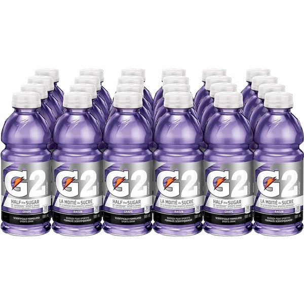 NEW 24 PACK OF GATORADE G2 GRAPE - 591ML PER