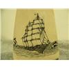 Image 2 : Ivory bark scrimshawed with ship and 2 Orcas mounted on bone by Homer Cole 5.25" tall retail value $