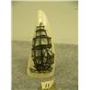 Image 1 : Whale tooth scrimshawed with a ship 4.25" (33)