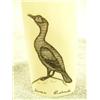 Image 2 : Ivory piece scrimshawed with cormorant and puffin with ivory face on top with inlayed baleen eyes by