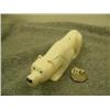 Image 1 : Carved ivory polar bear with inset baleen eyes and nose by H.B. Slwooko 1.75" tall 6.25" long (33)