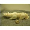 Image 2 : Carved ivory polar bear with inset baleen eyes and nose by H.B. Slwooko 1.75" tall 6.25" long (33)