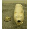 Image 5 : Carved ivory polar bear with inset baleen eyes and nose by H.B. Slwooko 1.75" tall 6.25" long (33)