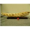 Image 5 : Carvings of school of fish on fossilized ivory tusk mounted on wood 50.5" long retail price $2200.00