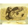 Image 2 : Scrimshawed ivory of owl mounted on ivory by Homer Cole 3.25" tall 4.5" retail value $555.00 (33)