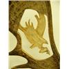 Image 2 : Moose antler carved with eagle's head and center carved with eagle with salmon mounted on wood by B.