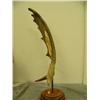Image 5 : Moose antler carved with eagle's head and center carved with eagle with salmon mounted on wood by B.