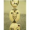 Image 3 : Halibut, owl and half man half fox ivory carving mounted on ivory scrimshawed with salmon 5" tall (3