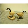 Image 1 : Lot of 2: bone Canadian geese with ivory inlay 5.75" and 3.75" -mounted on baleen - by R. Silook (33