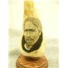 Image 2 : Whale tooth scrimshawed with a Eskimo man's face mounted on wood by H.S.K. 5.25" (33)