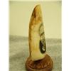 Image 5 : Whale tooth scrimshawed with a Eskimo man's face mounted on wood by H.S.K. 5.25" (33)