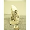 Image 1 : Whales tooth scrimshawed with man harpooning a whale with abalone base 4.5" by Nunuk retail value $8