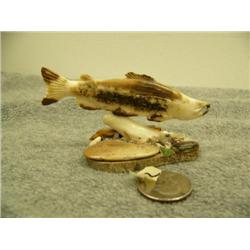 Bone salmon mounted on bone 1.75" tall 3.5" long (33)