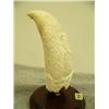 Image 3 : Whales tooth carved with polar bear preparing to swat a seal mounted on wood 6.5" tall (33)