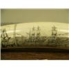 Image 4 : Ivory scrimshawed with two sailing ships, lighthouse, houses and man navigating mounted on wood with
