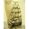 Image 4 : Whales tooth scrimshawed with sailing ship and whale and harpoon mounted on wood 6.75" tall retail v