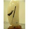 Image 6 : Whales tooth scrimshawed with sailing ship and whale and harpoon mounted on wood 6.75" tall retail v