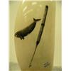 Image 8 : Whales tooth scrimshawed with sailing ship and whale and harpoon mounted on wood 6.75" tall retail v