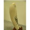 Image 9 : Whales tooth scrimshawed with sailing ship and whale and harpoon mounted on wood 6.75" tall retail v