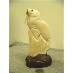 Carved walrus mounted on wood By Eddy Syzoc 7.5" tall retail value $2200.00 (33)