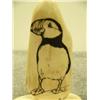Image 2 : Ivory bark scrimshawed with puffin mounted on ivory by Homer Cole signature 4" tall retail value $32