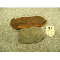Slate ulu with fossilized ivory 2.25" tall (33)