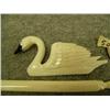 Image 2 : Lot of 3: Ivory carvings - swan pin by Fred Mayac retail value $135.00, 2 ivory sticks with prongs w