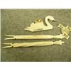 Image 7 : Lot of 3: Ivory carvings - swan pin by Fred Mayac retail value $135.00, 2 ivory sticks with prongs w