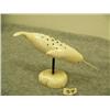 Image 1 : Carved ivory narwhal mounted on bone with baleen insets by Daniel Silook of Gambell, AK 5" long 3.25